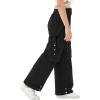 imageRolanko Girls Cargo Pants Wide Leg Loose Cargo Trousers with Pockets Streetwear Kids Pants 415 YearsBlack