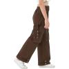 imageRolanko Girls Cargo Pants Wide Leg Loose Cargo Trousers with Pockets Streetwear Kids Pants 415 YearsCoffee