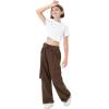 imageRolanko Girls Cargo Pants Wide Leg Loose Cargo Trousers with Pockets Streetwear Kids Pants 415 YearsCoffee