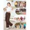 imageRolanko Girls Cargo Pants Wide Leg Loose Cargo Trousers with Pockets Streetwear Kids Pants 415 YearsCoffee