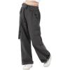 imageRolanko Girls Cargo Pants Wide Leg Loose Cargo Trousers with Pockets Streetwear Kids Pants 415 YearsDark Grey