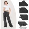 imageRolanko Girls Cargo Pants Wide Leg Loose Cargo Trousers with Pockets Streetwear Kids Pants 415 YearsDark Grey