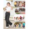 imageRolanko Girls Cargo Pants Wide Leg Loose Cargo Trousers with Pockets Streetwear Kids Pants 415 YearsDark Grey
