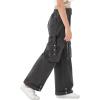 imageRolanko Girls Cargo Pants Wide Leg Loose Cargo Trousers with Pockets Streetwear Kids Pants 415 YearsDark Grey