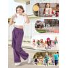 imageRolanko Girls Cargo Pants Wide Leg Loose Cargo Trousers with Pockets Streetwear Kids Pants 415 YearsDarkpurple