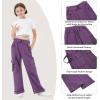 imageRolanko Girls Cargo Pants Wide Leg Loose Cargo Trousers with Pockets Streetwear Kids Pants 415 YearsDarkpurple