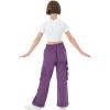 imageRolanko Girls Cargo Pants Wide Leg Loose Cargo Trousers with Pockets Streetwear Kids Pants 415 YearsDarkpurple