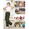 imageRolanko Girls Cargo Pants Wide Leg Loose Cargo Trousers with Pockets Streetwear Kids Pants 415 YearsGreen