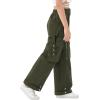 imageRolanko Girls Cargo Pants Wide Leg Loose Cargo Trousers with Pockets Streetwear Kids Pants 415 YearsGreen