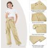 imageRolanko Girls Cargo Pants Wide Leg Loose Cargo Trousers with Pockets Streetwear Kids Pants 415 YearsKhaki