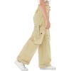 imageRolanko Girls Cargo Pants Wide Leg Loose Cargo Trousers with Pockets Streetwear Kids Pants 415 YearsKhaki