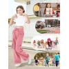 imageRolanko Girls Cargo Pants Wide Leg Loose Cargo Trousers with Pockets Streetwear Kids Pants 415 YearsPink