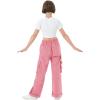 imageRolanko Girls Cargo Pants Wide Leg Loose Cargo Trousers with Pockets Streetwear Kids Pants 415 YearsPink