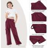 imageRolanko Girls Cargo Pants Wide Leg Loose Cargo Trousers with Pockets Streetwear Kids Pants 415 YearsPurplered