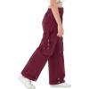 imageRolanko Girls Cargo Pants Wide Leg Loose Cargo Trousers with Pockets Streetwear Kids Pants 415 YearsPurplered
