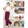 imageRolanko Girls Cargo Pants Wide Leg Loose Cargo Trousers with Pockets Streetwear Kids Pants 415 YearsPurplered