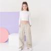 imageRolanko Girls Cargo Pants Wide Leg Streetwear Kids Pants with Pockets Trendy Jogger Trousers 414 YearsApricot