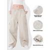 imageRolanko Girls Cargo Pants Wide Leg Streetwear Kids Pants with Pockets Trendy Jogger Trousers 414 YearsApricot