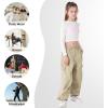 imageRolanko Girls Cargo Pants Wide Leg Streetwear Kids Pants with Pockets Trendy Jogger Trousers 414 YearsBeige