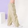 imageRolanko Girls Cargo Pants Wide Leg Streetwear Kids Pants with Pockets Trendy Jogger Trousers 414 YearsBeige