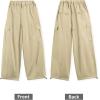 imageRolanko Girls Cargo Pants Wide Leg Streetwear Kids Pants with Pockets Trendy Jogger Trousers 414 YearsBeige