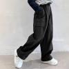 imageRolanko Girls Cargo Pants Wide Leg Streetwear Kids Pants with Pockets Trendy Jogger Trousers 414 YearsBlack