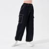 imageRolanko Girls Cargo Pants Wide Leg Streetwear Kids Pants with Pockets Trendy Jogger Trousers 414 YearsBlacklines