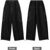 imageRolanko Girls Cargo Pants Wide Leg Streetwear Kids Pants with Pockets Trendy Jogger Trousers 414 YearsBlacklines