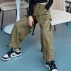 imageRolanko Girls Cargo Pants Wide Leg Streetwear Kids Pants with Pockets Trendy Jogger Trousers 414 YearsGreen