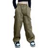 imageRolanko Girls Cargo Pants Wide Leg Streetwear Kids Pants with Pockets Trendy Jogger Trousers 414 YearsGreen