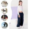 imageRolanko Girls Cargo Pants Wide Leg Streetwear Kids Pants with Pockets Trendy Jogger Trousers 414 YearsNavy