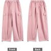 imageRolanko Girls Cargo Pants Wide Leg Streetwear Kids Pants with Pockets Trendy Jogger Trousers 414 YearsPink