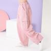 imageRolanko Girls Cargo Pants Wide Leg Streetwear Kids Pants with Pockets Trendy Jogger Trousers 414 YearsPink
