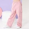 imageRolanko Girls Cargo Pants Wide Leg Streetwear Kids Pants with Pockets Trendy Jogger Trousers 414 YearsPink