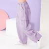 imageRolanko Girls Cargo Pants Wide Leg Streetwear Kids Pants with Pockets Trendy Jogger Trousers 414 YearsPurple