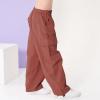 imageRolanko Girls Cargo Pants Wide Leg Streetwear Kids Pants with Pockets Trendy Jogger Trousers 414 YearsRed