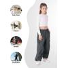 imageRolanko Girls Cargo Pants Wide Leg Streetwear Kids Pants with Pockets Trendy Jogger Trousers 414 YearsRustgray