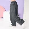 imageRolanko Girls Cargo Pants Wide Leg Streetwear Kids Pants with Pockets Trendy Jogger Trousers 414 YearsRustgray