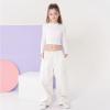 imageRolanko Girls Cargo Pants Wide Leg Streetwear Kids Pants with Pockets Trendy Jogger Trousers 414 YearsWhite