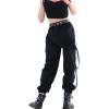 imageRolanko Girls Cargo Pants for Kids Loose Streetwear Hip Hop Dance Cotton Cargo Jogger Pants for Kids 415 YearsBlack
