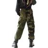 imageRolanko Girls Cargo Pants for Kids Loose Streetwear Hip Hop Dance Cotton Cargo Jogger Pants for Kids 415 YearsCamo Green