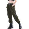 imageRolanko Girls Cargo Pants for Kids Loose Streetwear Hip Hop Dance Cotton Cargo Jogger Pants for Kids 415 YearsDark Green