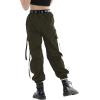 imageRolanko Girls Cargo Pants for Kids Loose Streetwear Hip Hop Dance Cotton Cargo Jogger Pants for Kids 415 YearsDark Green