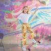 imageRolanko Girls Cargo Pants for Kids Loose Streetwear Hip Hop Dance Cotton Cargo Jogger Pants for Kids 415 YearsGolden