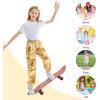 imageRolanko Girls Cargo Pants for Kids Loose Streetwear Hip Hop Dance Cotton Cargo Jogger Pants for Kids 415 YearsGolden