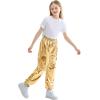 imageRolanko Girls Cargo Pants for Kids Loose Streetwear Hip Hop Dance Cotton Cargo Jogger Pants for Kids 415 YearsGolden