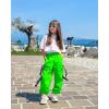 imageRolanko Girls Cargo Pants for Kids Loose Streetwear Hip Hop Dance Cotton Cargo Jogger Pants for Kids 415 YearsGreen
