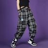 imageRolanko Girls Cargo Pants for Kids Loose Streetwear Hip Hop Dance Cotton Cargo Jogger Pants for Kids 415 YearsH2black Plaid