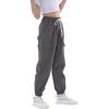 imageRolanko Girls Cargo Pants for Kids Loose Streetwear Hip Hop Dance Cotton Cargo Jogger Pants for Kids 415 YearsIron Grey