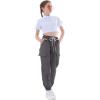imageRolanko Girls Cargo Pants for Kids Loose Streetwear Hip Hop Dance Cotton Cargo Jogger Pants for Kids 415 YearsIron Grey